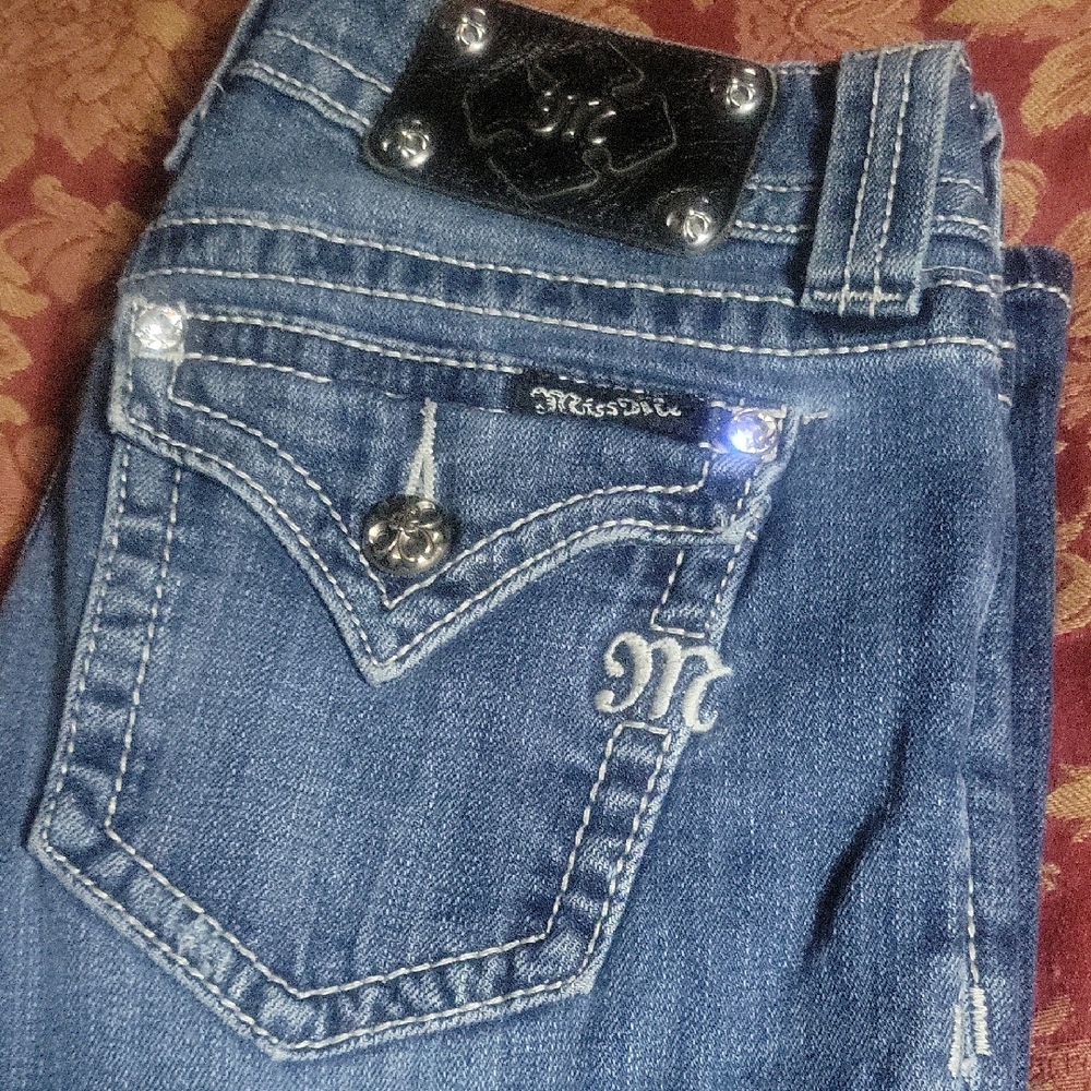 Miss Me Blue Denim Jeans with Silver Accents